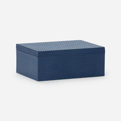 product image for lowell perforated navy accent box pack of two full grain leather 6 21
