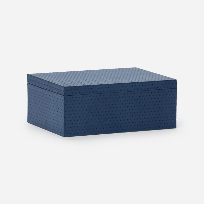 media image for lowell perforated navy accent box pack of two full grain leather 6 221