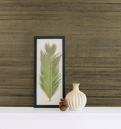 product image for Lucie Charcoal Grasscloth Wallpaper from the Jade Collection by Brewster Home Fashions 5