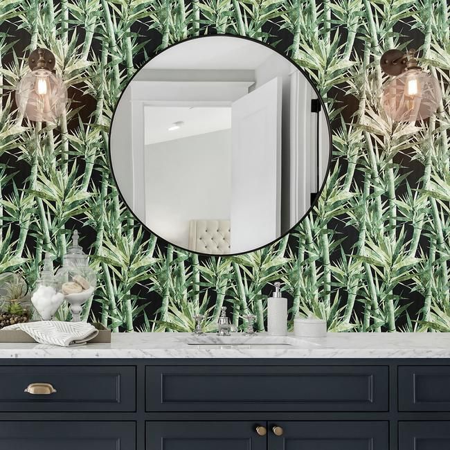 media image for Lucky Bamboo Peel & Stick Wallpaper in Black by RoomMates for York Wallcoverings 256