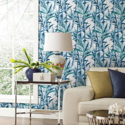 product image for Lucky Bamboo Peel & Stick Wallpaper in Blue by RoomMates for York Wallcoverings 98