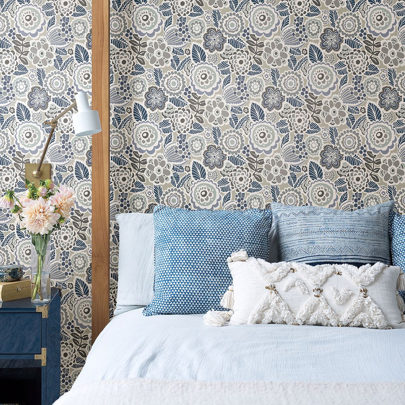media image for Lucy Floral Wallpaper in Grey from the Bluebell Collection by Brewster Home Fashions 280