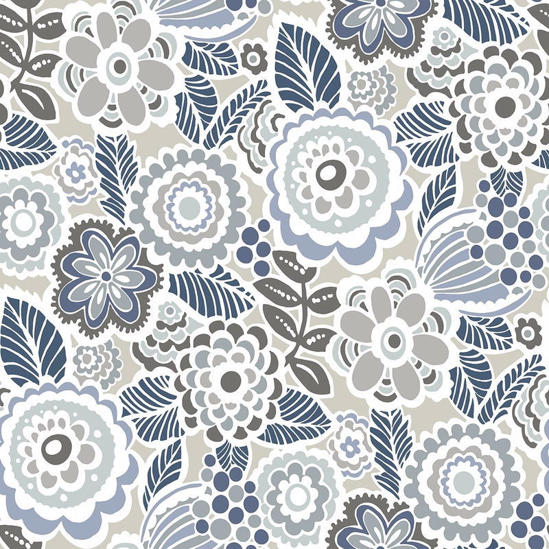 media image for Lucy Floral Wallpaper in Grey from the Bluebell Collection by Brewster Home Fashions 294
