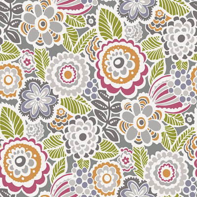 product image of sample lucy floral wallpaper in multicolor from the bluebell collection by brewster home fashions 1 533