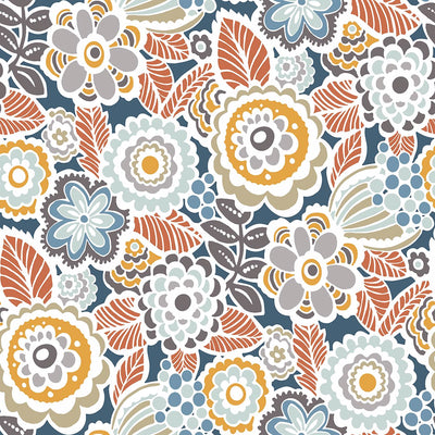 product image of Lucy Floral Wallpaper in Navy from the Bluebell Collection by Brewster Home Fashions 517