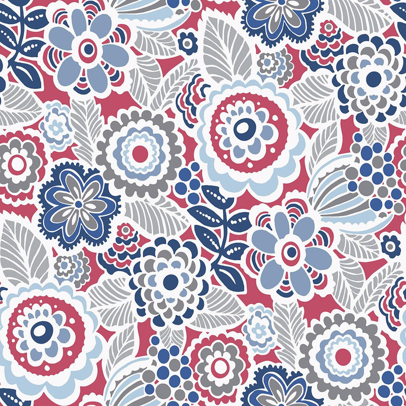 media image for Lucy Floral Wallpaper in Red from the Bluebell Collection by Brewster Home Fashions 289