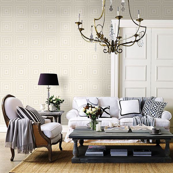 media image for Luminous Geometric Wallpaper in Platinum from the Moonlight Collection by Brewster Home Fashions 283