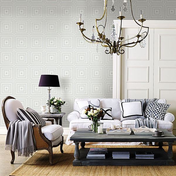 media image for Luminous Geometric Wallpaper in Silver from the Moonlight Collection by Brewster Home Fashions 256