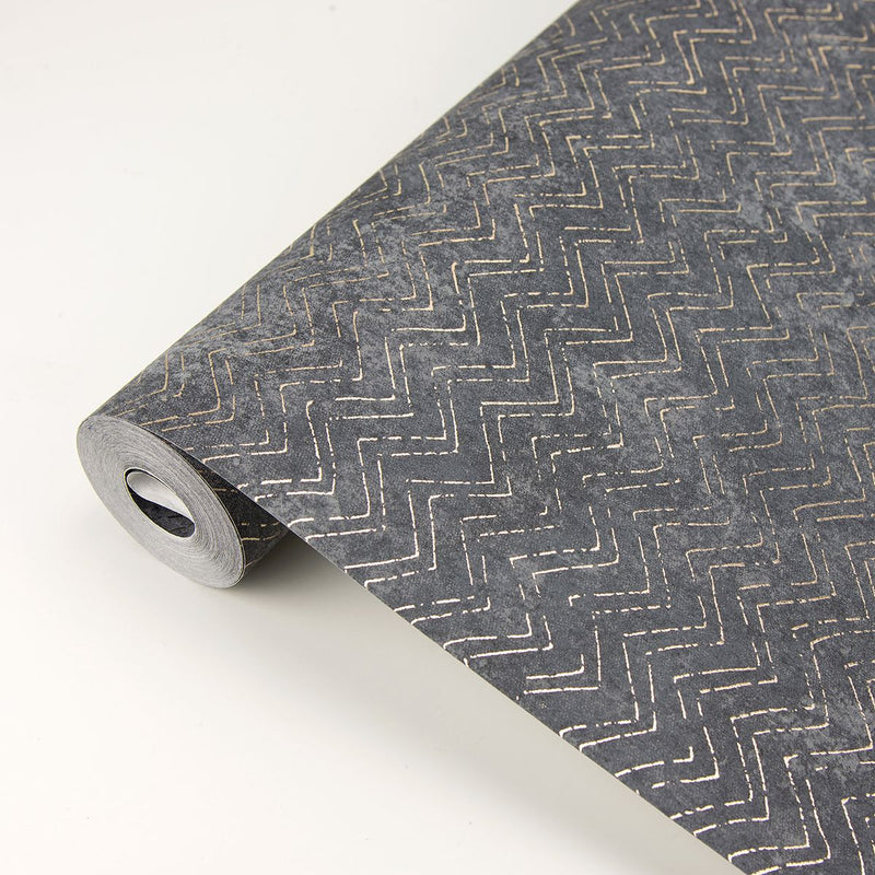 media image for Luna Distressed Chevron Wallpaper in Charcoal from the Polished Collection by Brewster Home Fashions 284