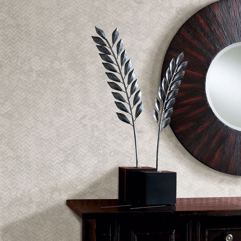 media image for Luna Distressed Chevron Wallpaper in Platinum from the Polished Collection by Brewster Home Fashions 235