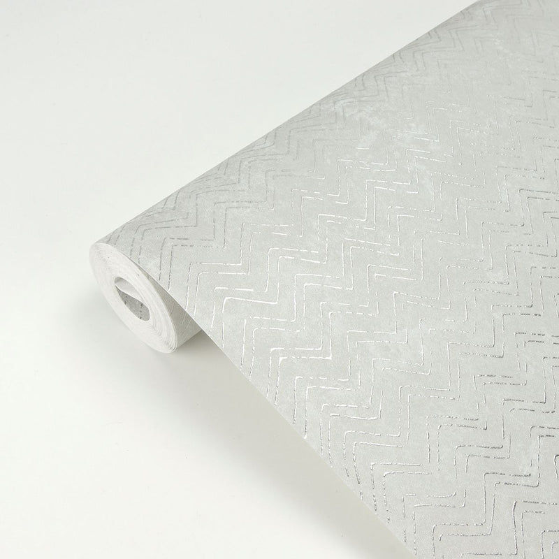 media image for Luna Distressed Chevron Wallpaper in Platinum from the Polished Collection by Brewster Home Fashions 242