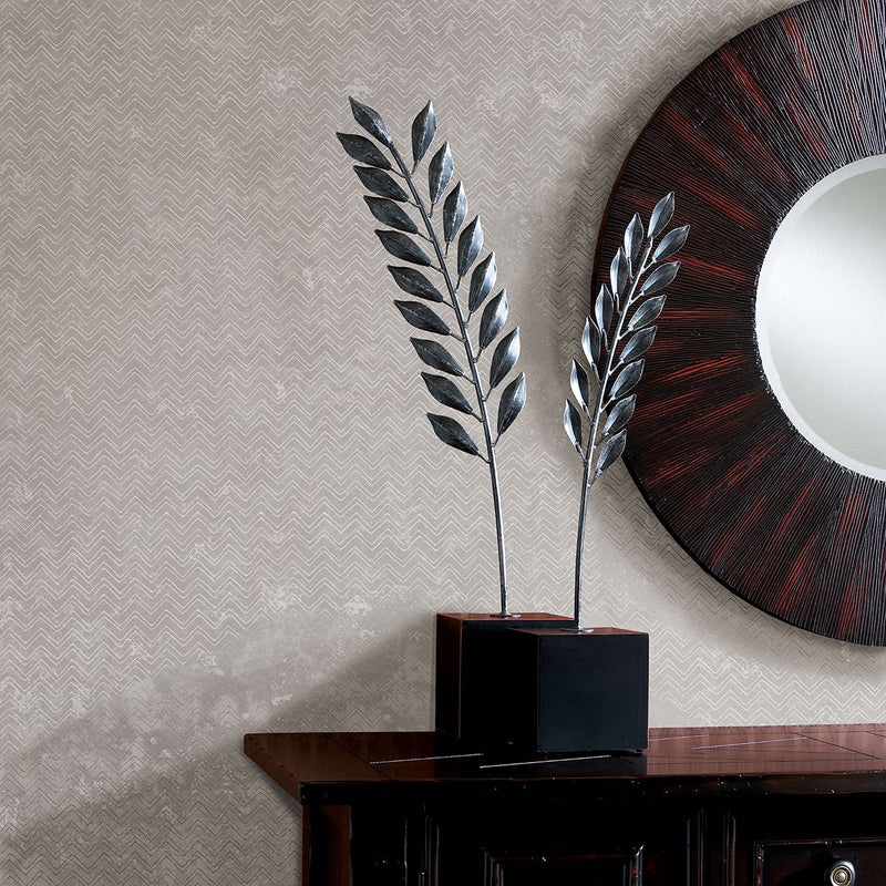 media image for Luna Distressed Chevron Wallpaper in Silver from the Polished Collection by Brewster Home Fashions 229