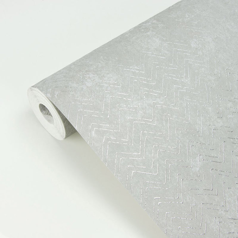 media image for Luna Distressed Chevron Wallpaper in Silver from the Polished Collection by Brewster Home Fashions 249