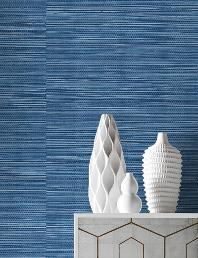 product image for Luxe Sisal Peel-and-Stick Wallpaper in Coastal Blue from the Luxe Haven Collection by Lillian August 64