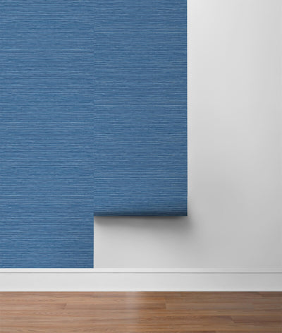 product image for Luxe Sisal Peel-and-Stick Wallpaper in Coastal Blue from the Luxe Haven Collection by Lillian August 31