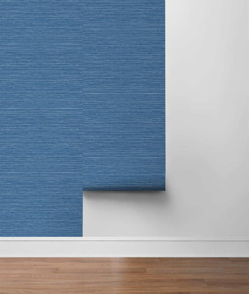 media image for Luxe Sisal Peel-and-Stick Wallpaper in Coastal Blue from the Luxe Haven Collection by Lillian August 254