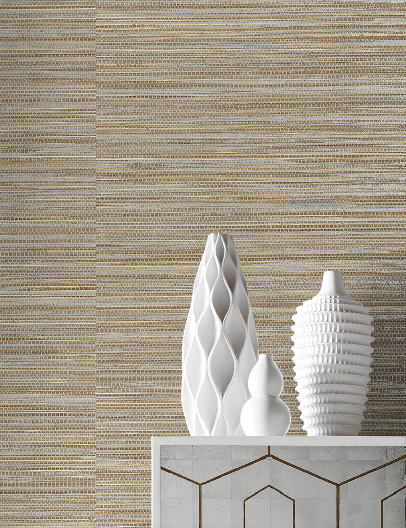 media image for luxe sisal peel and stick wallpaper in pashmina and metallic from the luxe haven collection by lillian august 4 23