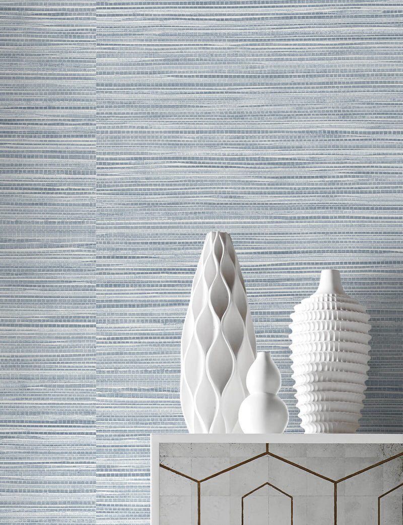 media image for Luxe Sisal Peel-and-Stick Wallpaper in Sea Breeze from the Luxe Haven Collection by Lillian August 233