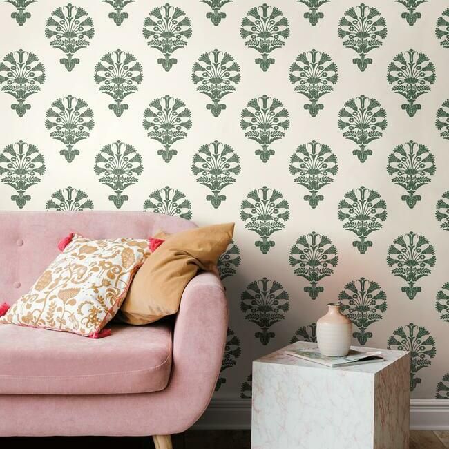 media image for Luxor Wallpaper in Green from the Silhouettes Collection by York Wallcoverings 210