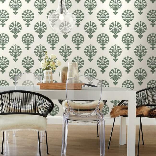 media image for Luxor Wallpaper in Green from the Silhouettes Collection by York Wallcoverings 24