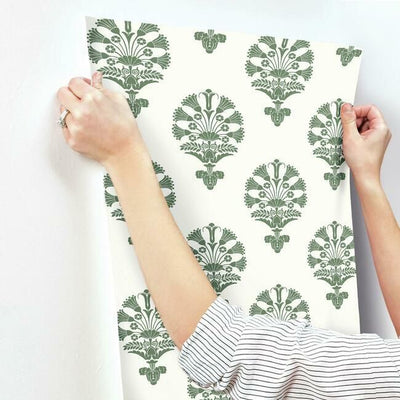 product image for Luxor Wallpaper in Green from the Silhouettes Collection by York Wallcoverings 24