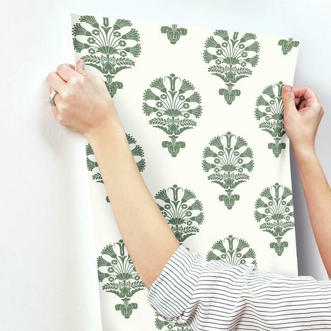 media image for Luxor Wallpaper in Green from the Silhouettes Collection by York Wallcoverings 290