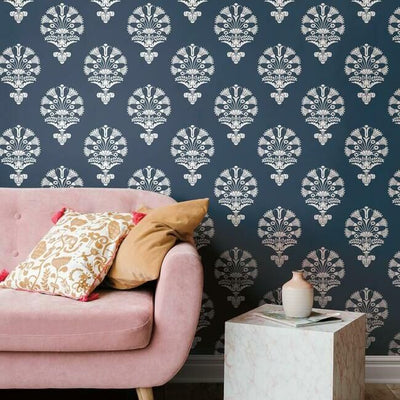 product image for Luxor Wallpaper in Navy from the Silhouettes Collection by York Wallcoverings 51