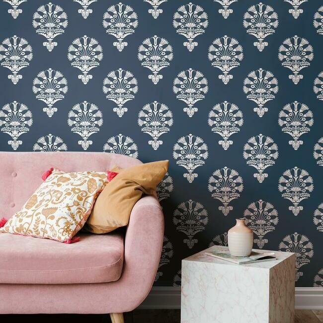 media image for Luxor Wallpaper in Navy from the Silhouettes Collection by York Wallcoverings 231