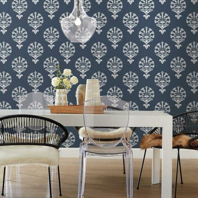 product image for Luxor Wallpaper in Navy from the Silhouettes Collection by York Wallcoverings 58
