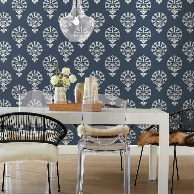 media image for Luxor Wallpaper in Navy from the Silhouettes Collection by York Wallcoverings 298