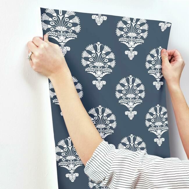media image for Luxor Wallpaper in Navy from the Silhouettes Collection by York Wallcoverings 226