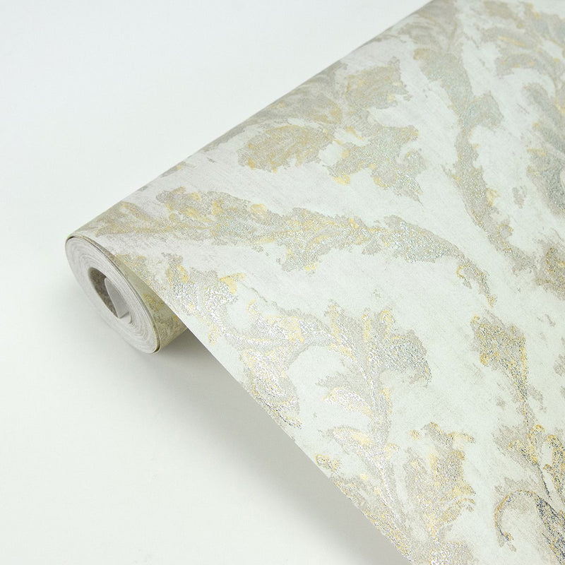media image for Lyra Damask Wallpaper in Light Grey from the Polished Collection by Brewster Home Fashions 266