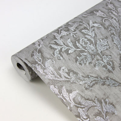 product image for Lyra Damask Wallpaper in Pewter from the Polished Collection by Brewster Home Fashions 7