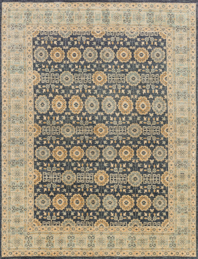 product image for Majestic Hand Knotted Indigo/Light Blue Rug 1 12
