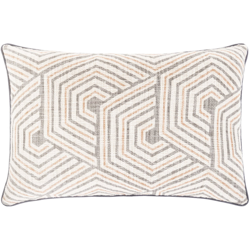 media image for Mila MAL-002 Hand Woven Lumbar Pillow in Ivory & Medium Gray by Surya 287