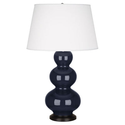 product image for triple gourd midnight blue glazed ceramic table lamp by robert abbey ra mb43x 3 9