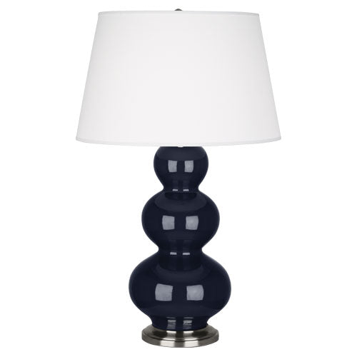 media image for triple gourd midnight blue glazed ceramic table lamp by robert abbey ra mb43x 2 25