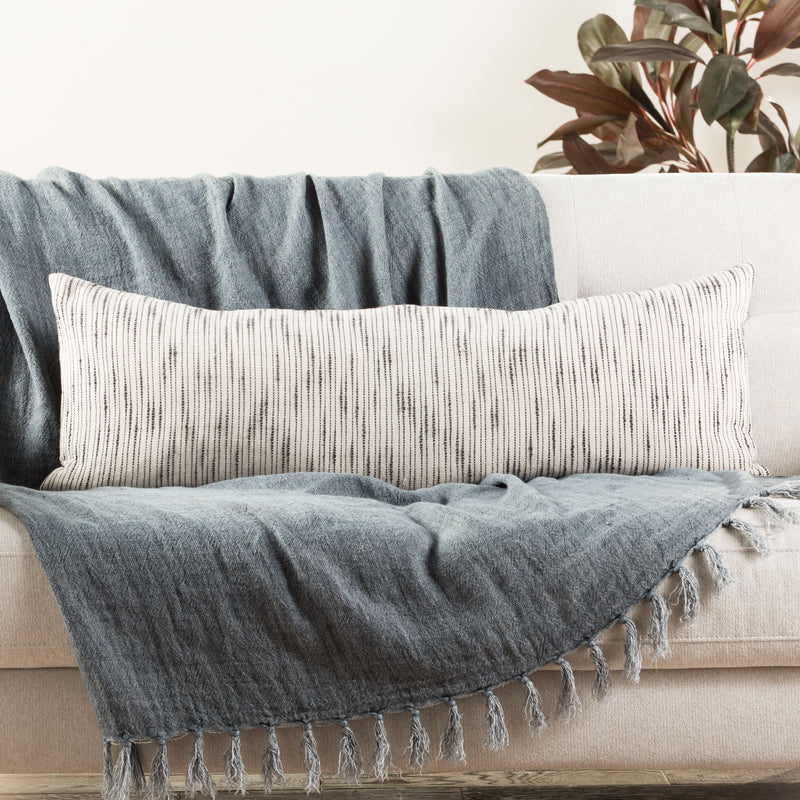 media image for Linnean Stripe White & Gray Pillow design by Jaipur Living 210