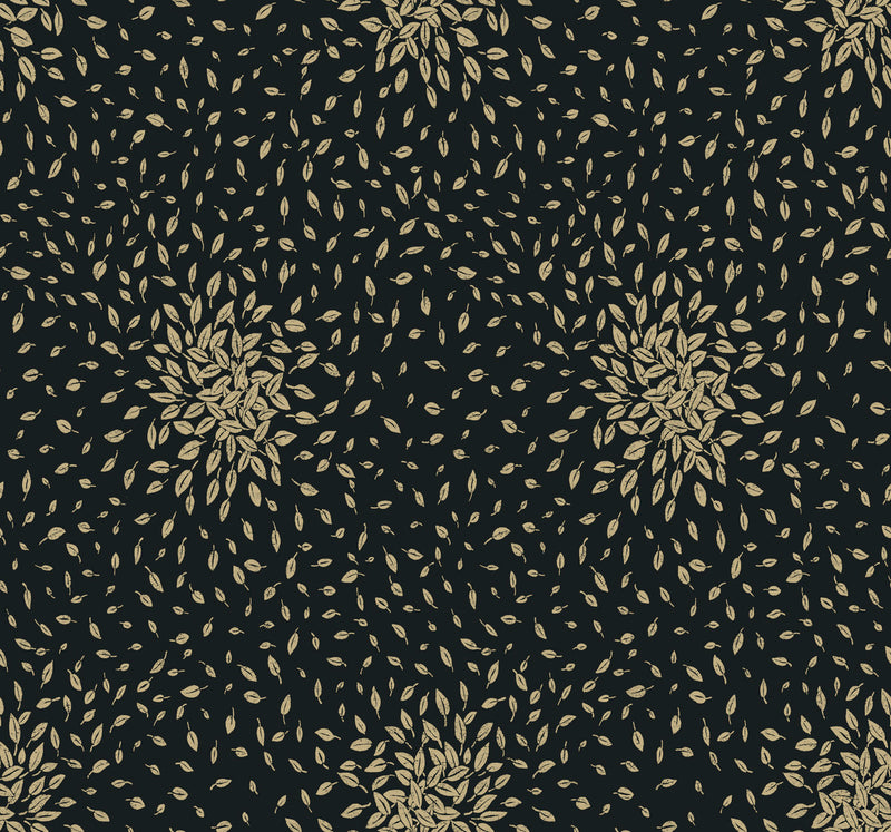 media image for sample petite leaves wallpaper in black gold from the modern metals second edition 1 24