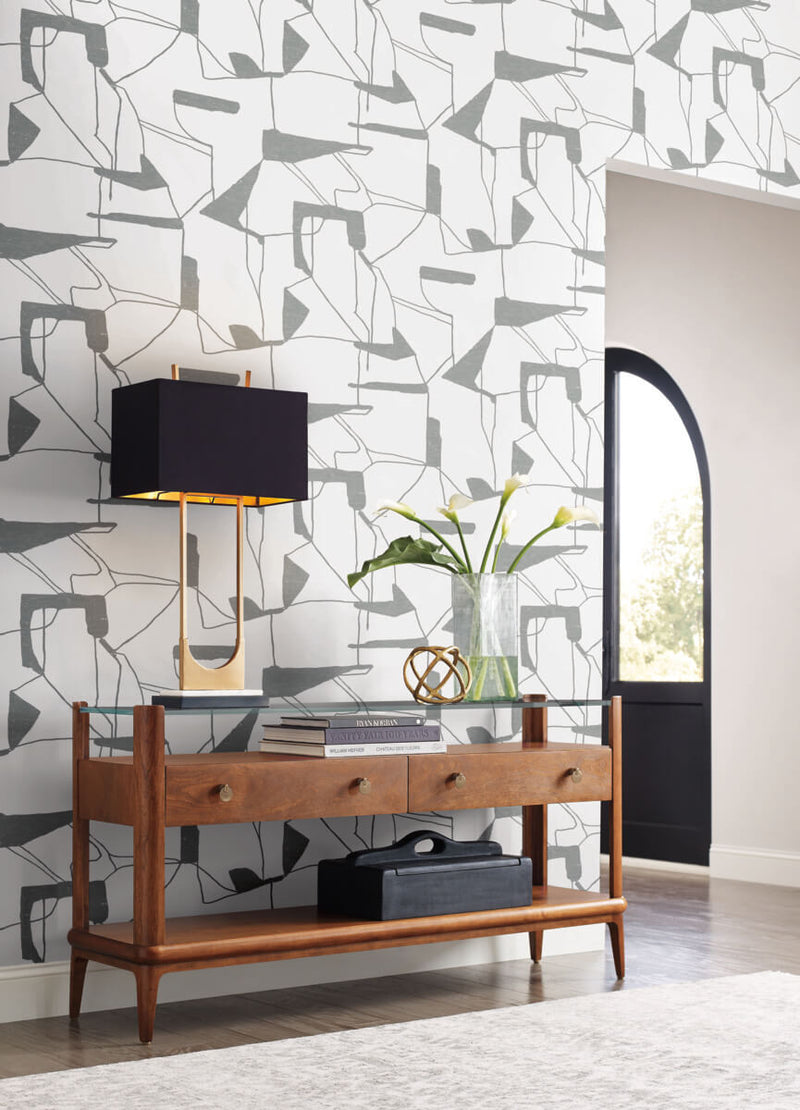 media image for abstract geo wallpaper in white silver from the modern metals second edition 5 277
