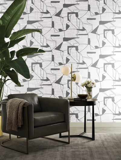 product image for Abstract Geo Wallpaper in White/Silver from the Modern Metals Second Edition 77