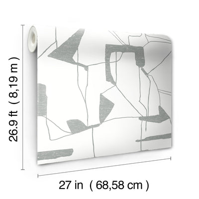 product image for Abstract Geo Wallpaper in White/Silver from the Modern Metals Second Edition 29