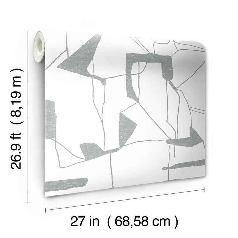 media image for Abstract Geo Wallpaper in White/Silver from the Modern Metals Second Edition 24
