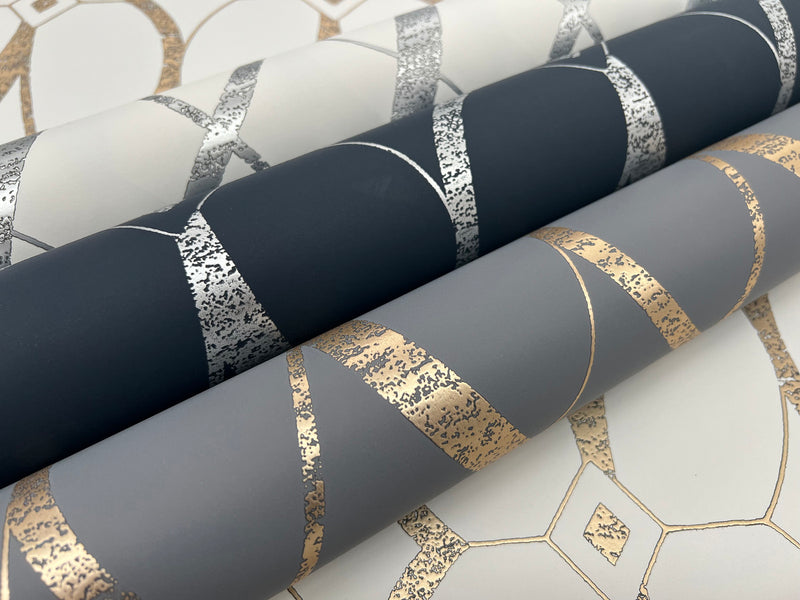 media image for Graceful Geo Wallpaper in Smoke/Gold from the Modern Metals Second Edition 265