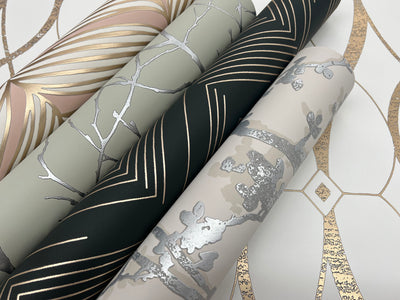 product image for Luminous Leaves Wallpaper in Blush/Gold from the Modern Metals Second Edition 34