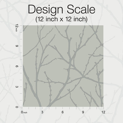product image for Trees Silhouette Wallpaper in Eucalyptus/Silver from the Modern Metals Second Edition 69