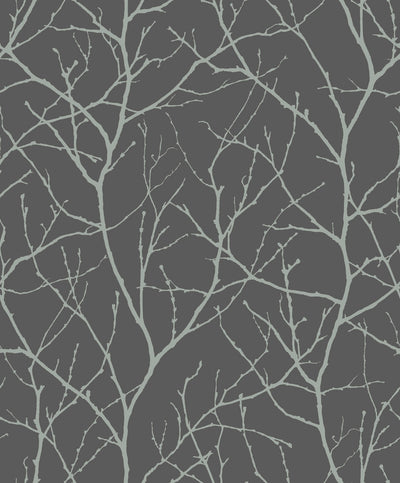 product image for Trees Silhouette Wallpaper in Charcoal/Silver from the Modern Metals Second Edition 11