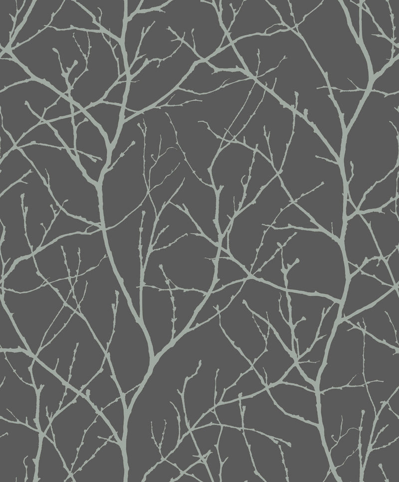 media image for Trees Silhouette Wallpaper in Charcoal/Silver from the Modern Metals Second Edition 248