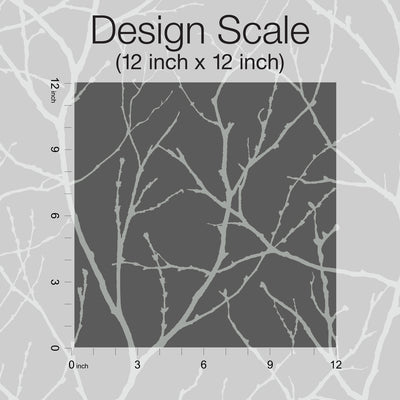 product image for Trees Silhouette Wallpaper in Charcoal/Silver from the Modern Metals Second Edition 70