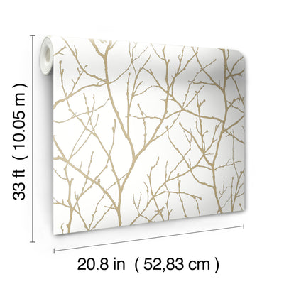 product image for Trees Silhouette Wallpaper in White/Gold from the Modern Metals Second Edition 13